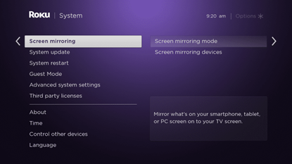 How to unlock Roku TV by Screen mirroring - step 2